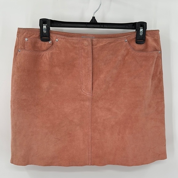 Stefanel Pink Suede Mini Skirt Size 44 = US 8 - Picture 1 of 8